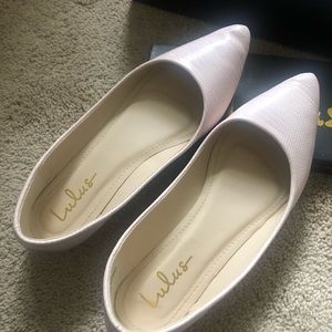 LuLus cream snake skin flats